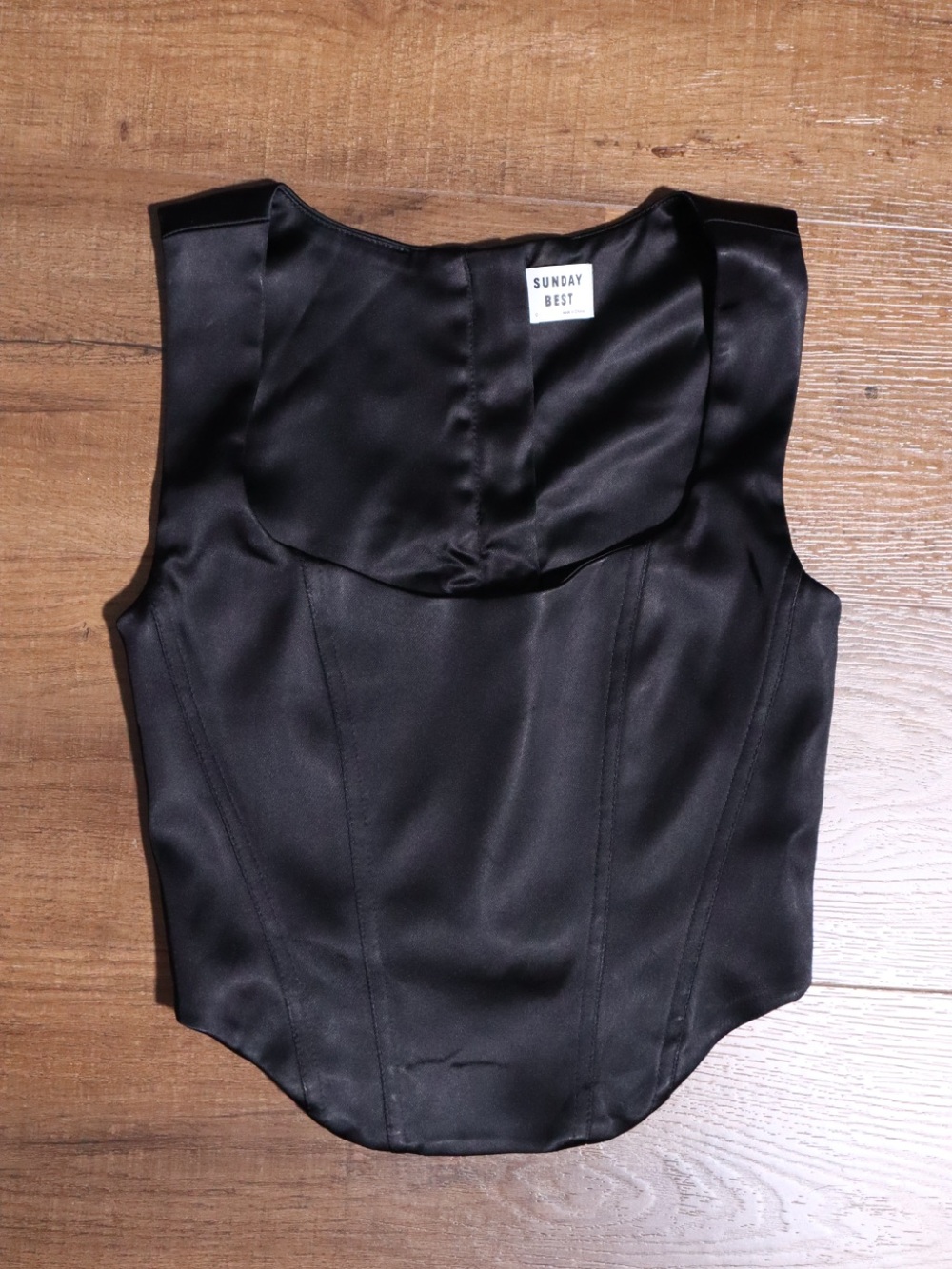 Aritzia Black Satin Corset Crop Top